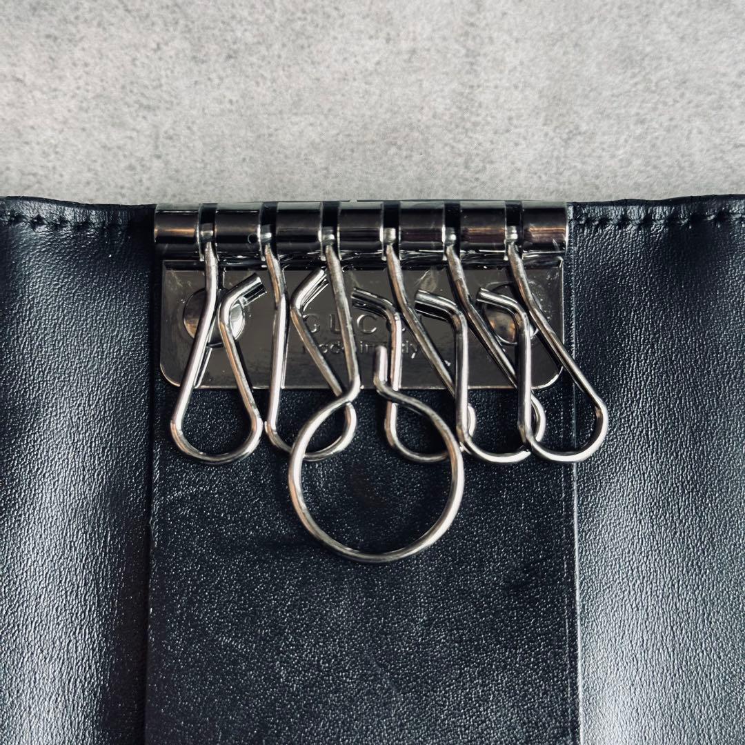 GUCCI GGシマ　レザーキーケース　黒