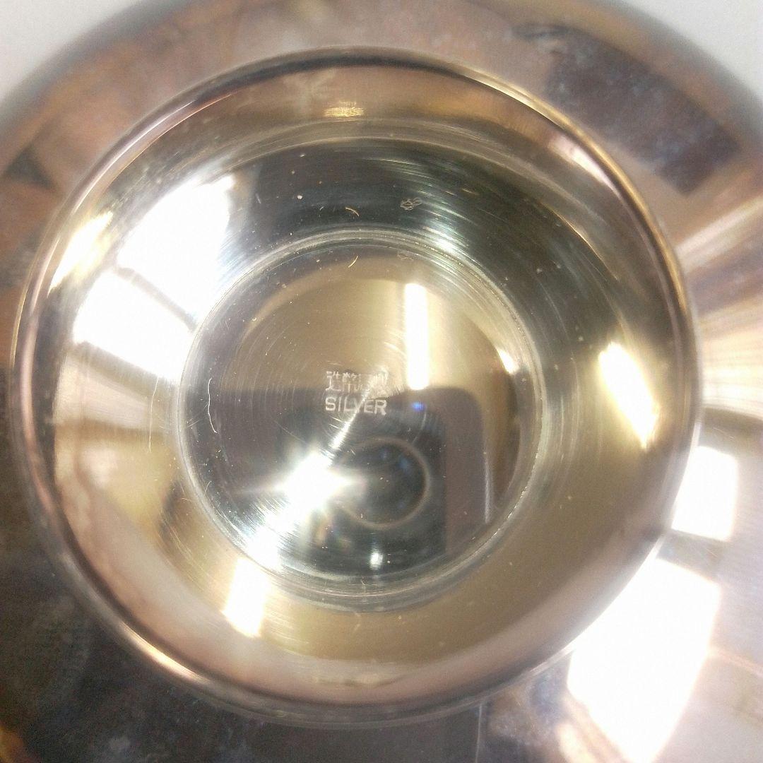 葉と花の模様が美しい銀製の小皿 木製の箱付き