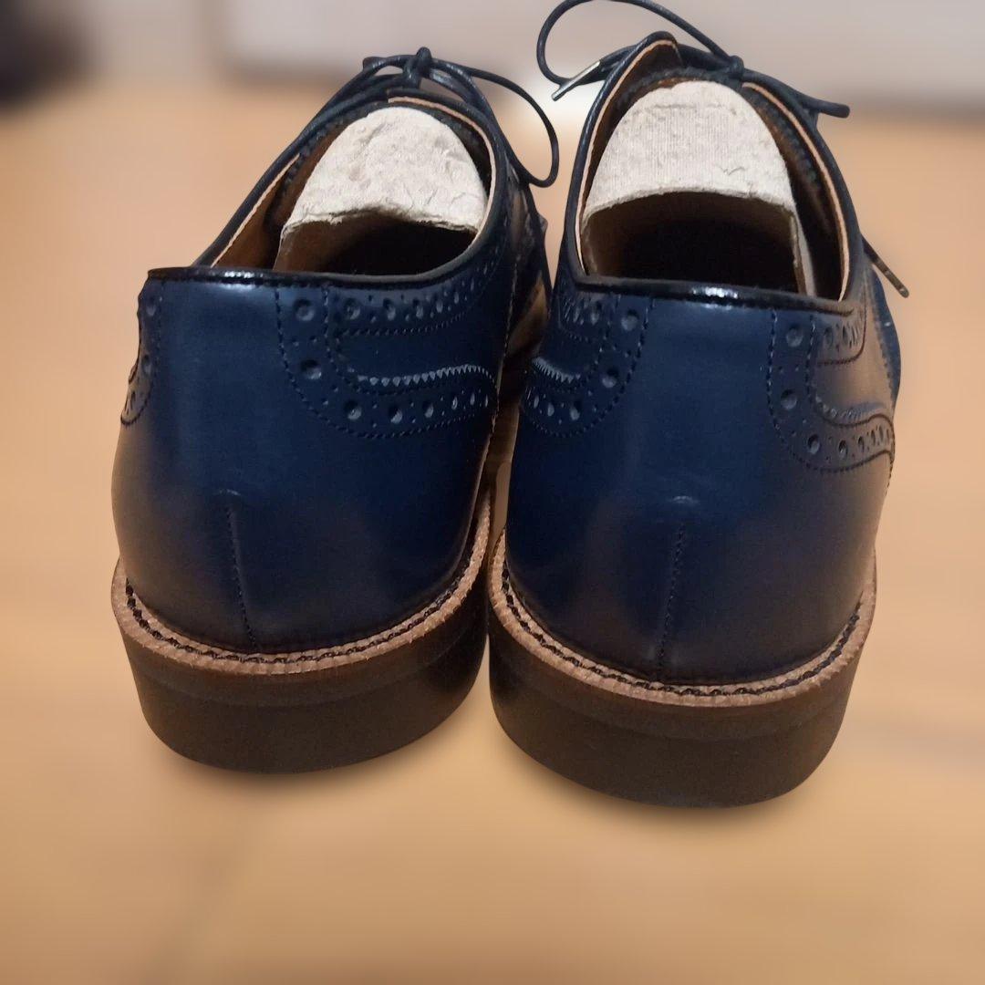 美品　REGAL　リーガル　ネイビー レザー デニム ウィングチップ シューズ