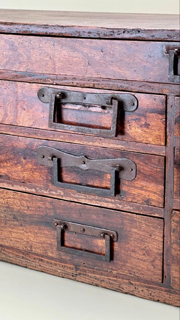 江戸期 欅(ケヤキ) 小引出し時代箪笥 7杯 アンティーク　骨董品　江戸時代