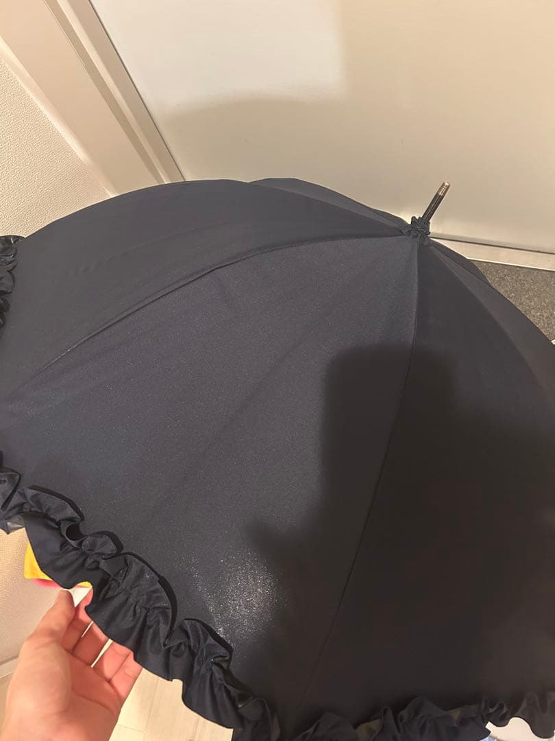 サンバリア100 日傘 Mサイズ フリル　ネイビー