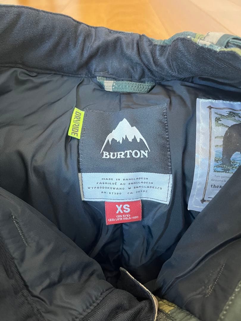 Burton 子供用 スノーボードウェア 上下セット XS （グローブ付き）