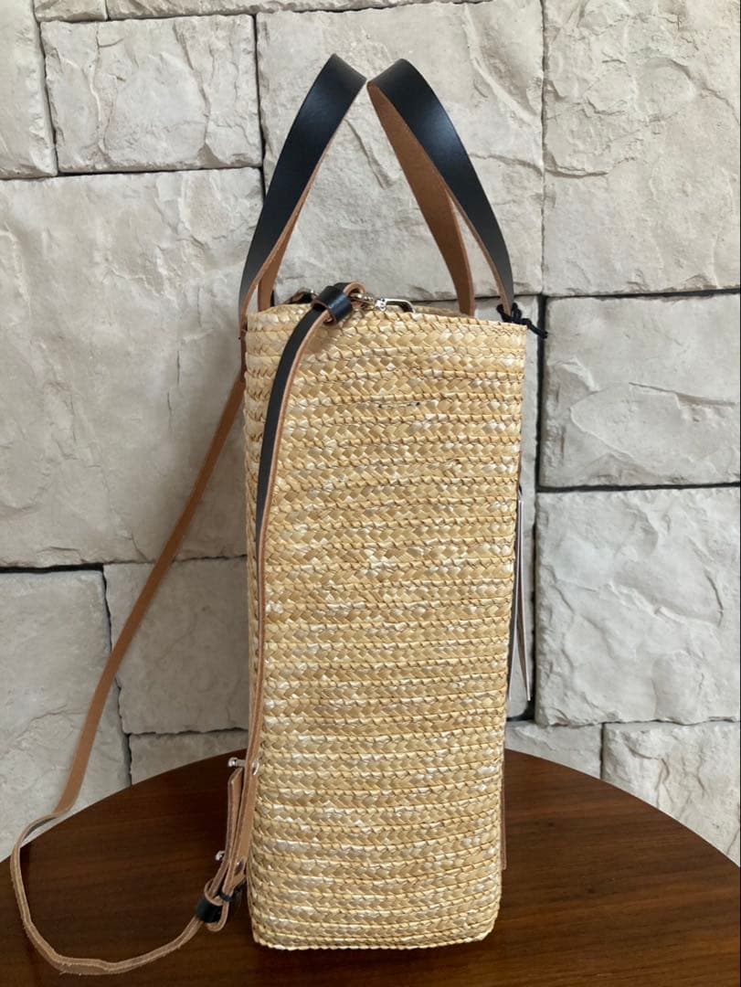 みかん)PLAN C かごバッグ ベージュ/黒