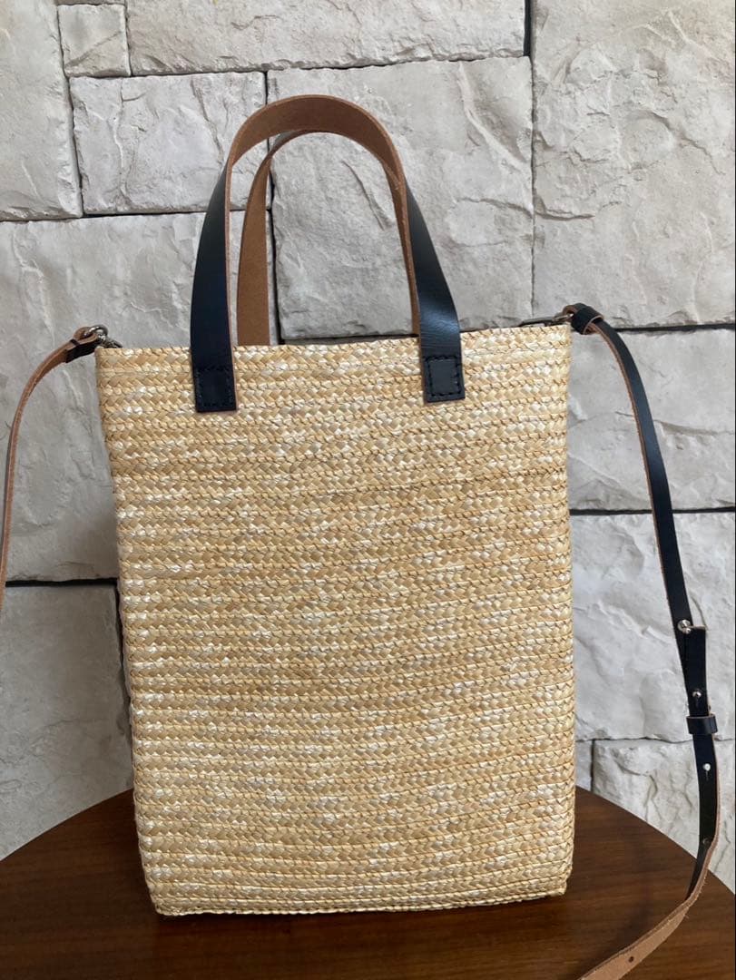みかん)PLAN C かごバッグ ベージュ/黒