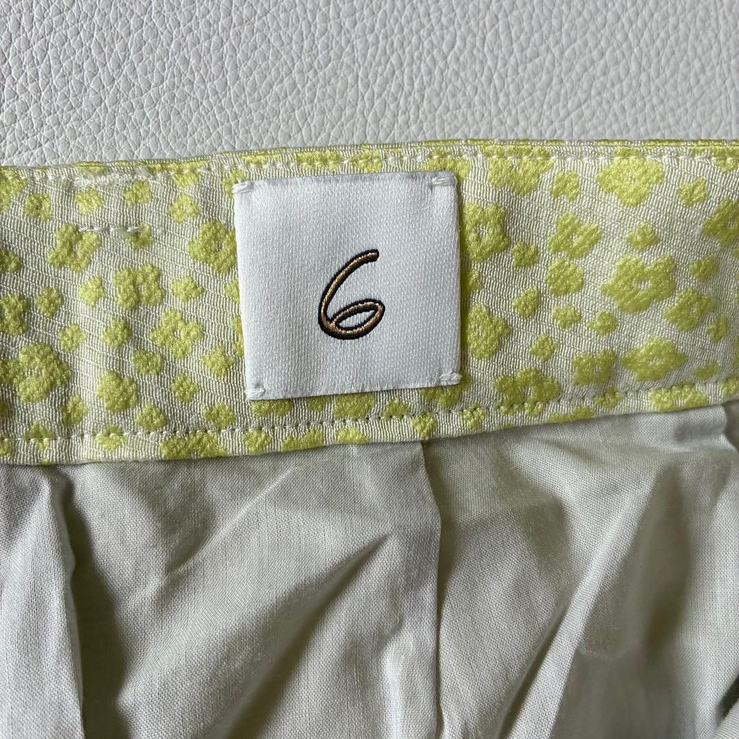 6(ROKU) ビューティ&ユース　ジャガードパンツ　センタープレス　小花模様