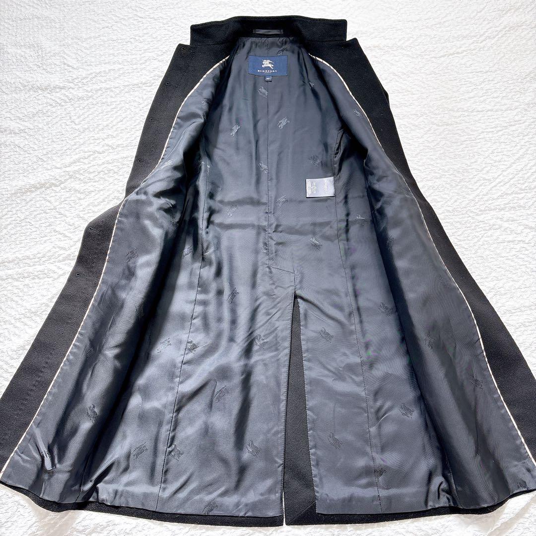 極美品✨バーバリーロンドン　カシミヤ混　スタンドカラーロングコート　ブラック