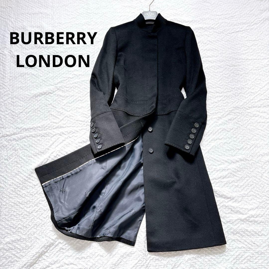 極美品✨バーバリーロンドン　カシミヤ混　スタンドカラーロングコート　ブラック