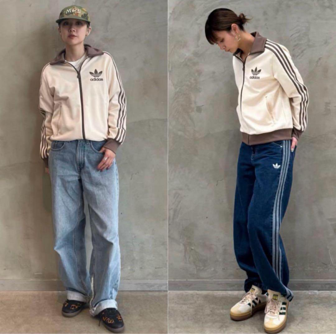新品　女性L 80s復刻adidasトラックジャケット ベージュ×モカブラウン