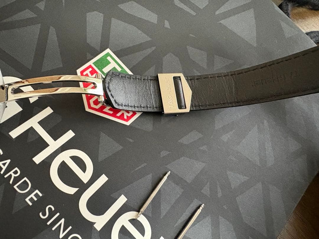 タグ・ホイヤー カレラ ブラック アリゲーターストラップ　Dバックル　革ベルト