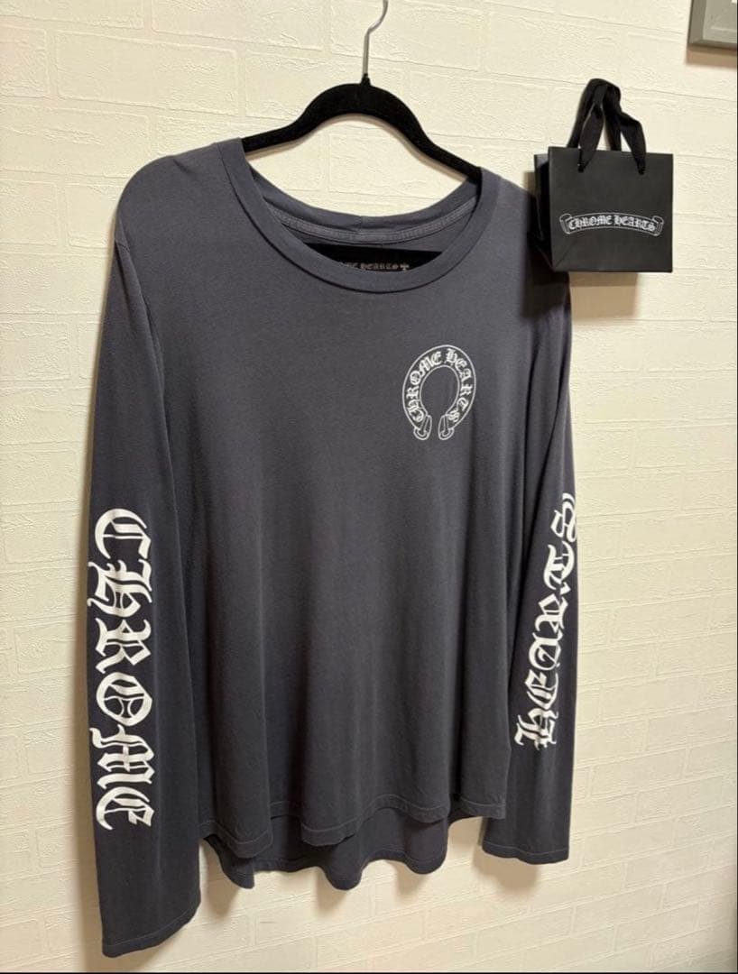 正規品　クロムハーツ クロスホースシューロゴ　Tバー　ロンT XL グレー