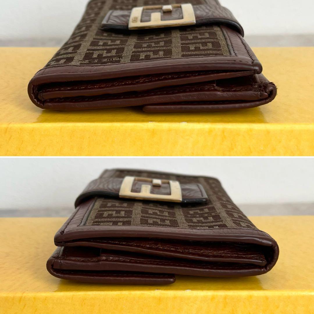 美品✨FENDI FF金具 マンマ ズッキーノ キャンバス レザー ブラウン