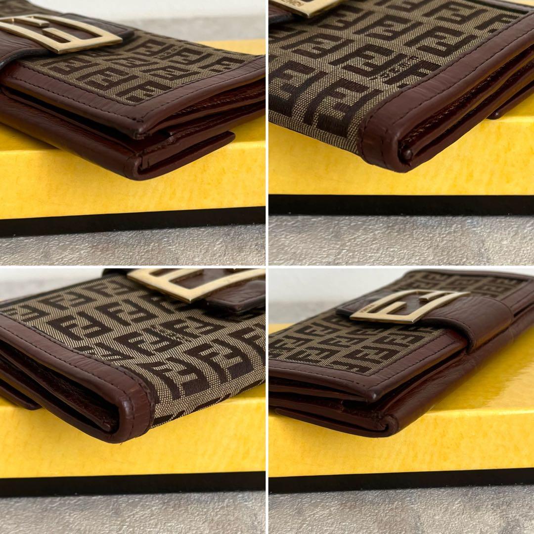 美品✨FENDI FF金具 マンマ ズッキーノ キャンバス レザー ブラウン