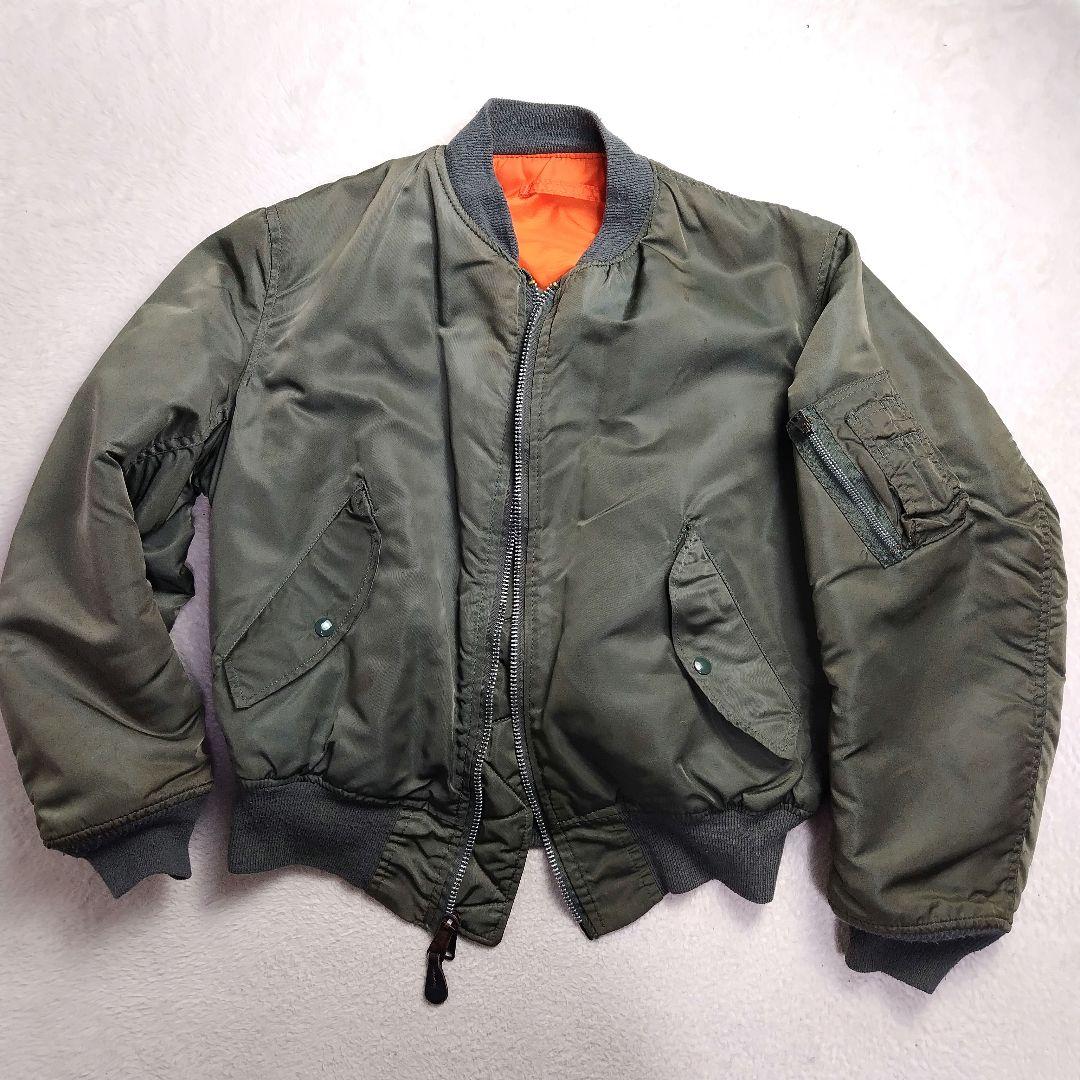 ✨激レア✨80s旧タグALPHA MA-1 ジップIDEL製　短丈　カーキ　M