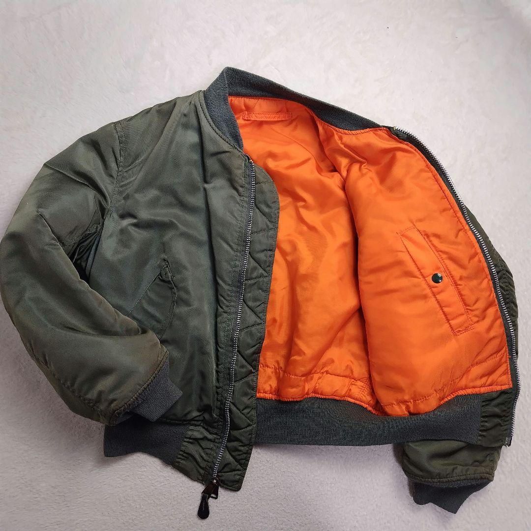 ✨激レア✨80s旧タグALPHA MA-1 ジップIDEL製　短丈　カーキ　M