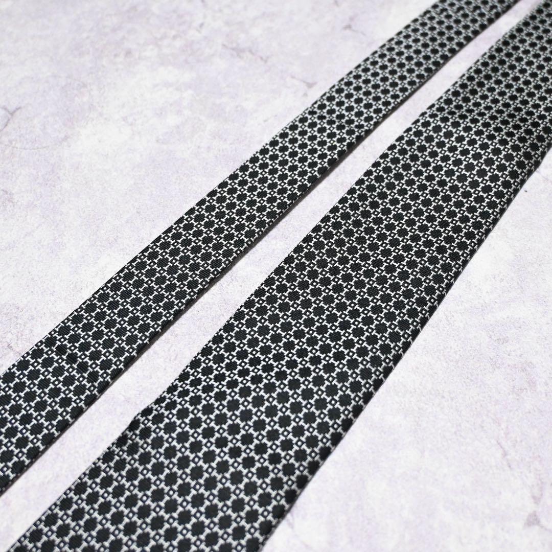 【極美品】 HERMES エルメス H柄 ブラック ネクタイ