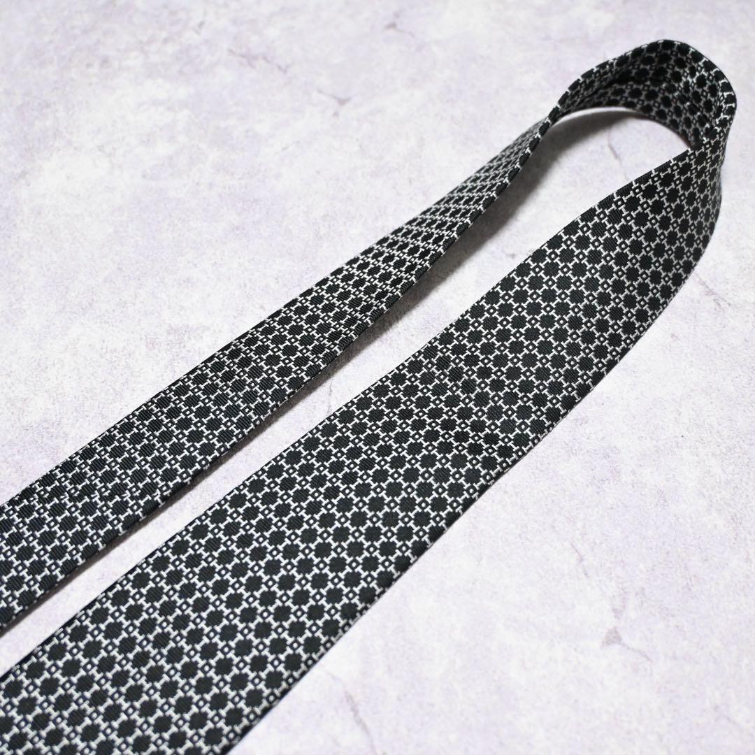 【極美品】 HERMES エルメス H柄 ブラック ネクタイ