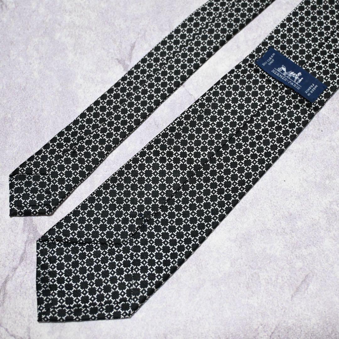 【極美品】 HERMES エルメス H柄 ブラック ネクタイ