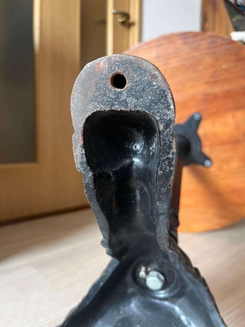 木製ラウンドテーブル アイアン脚 直径70cm アンティーク