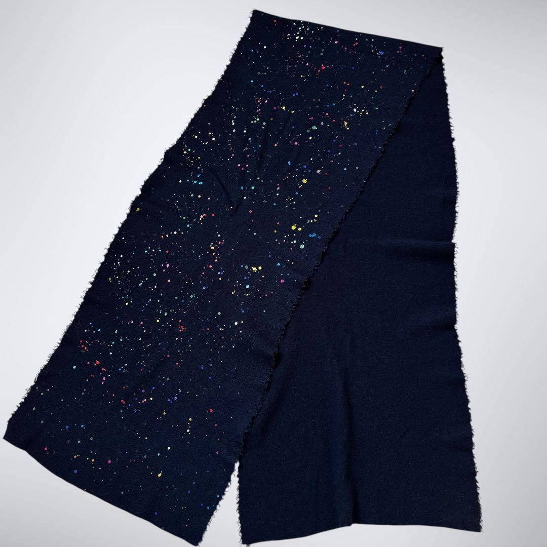 【最高峰カシミヤシルク】ファリエロサルティ 星屑箔プリント ストール ネイビー