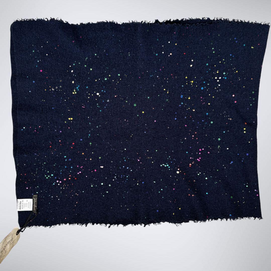 【最高峰カシミヤシルク】ファリエロサルティ 星屑箔プリント ストール ネイビー