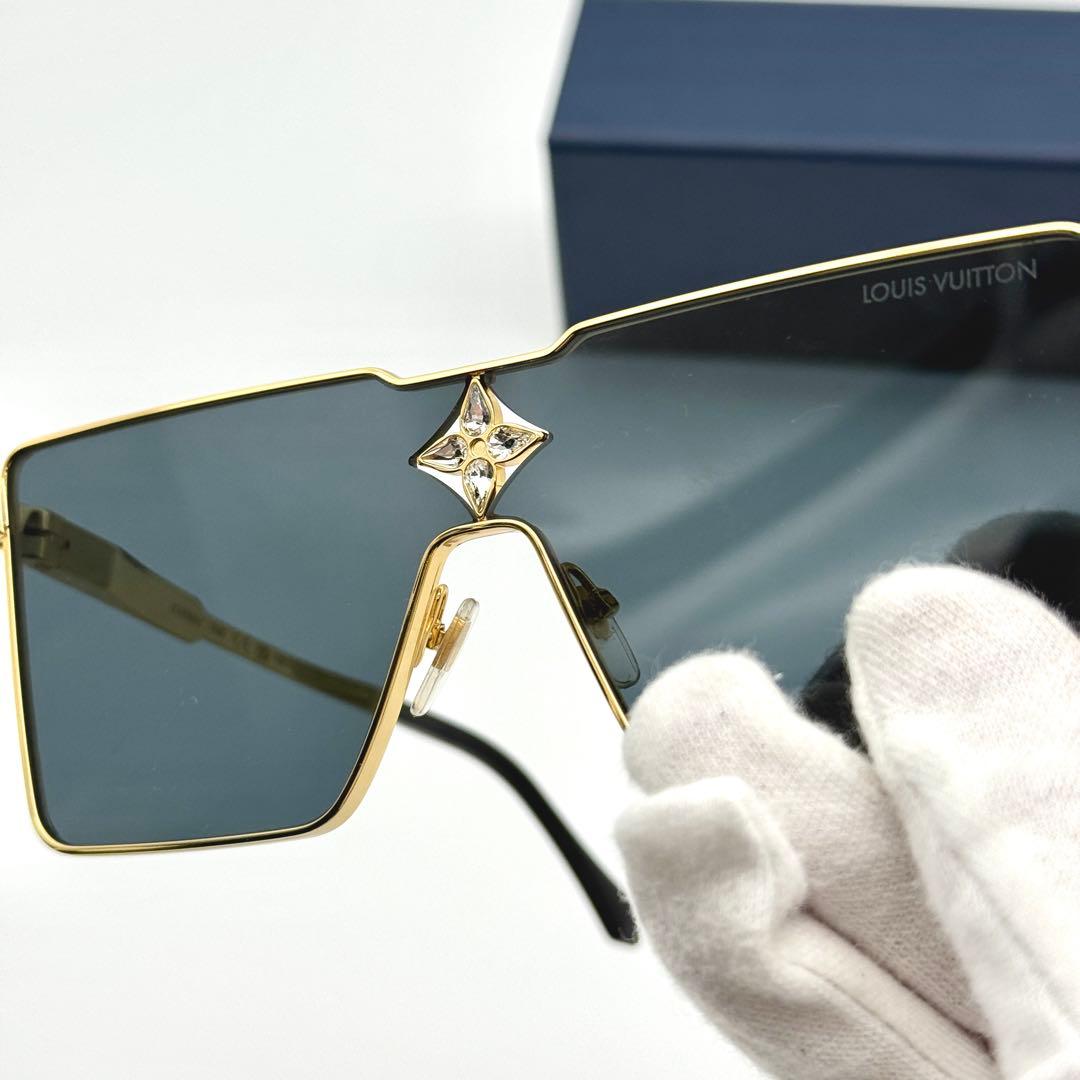 美品 ルイヴィトン サングラス サイクロン Z1700U ゴールド LVフラワー