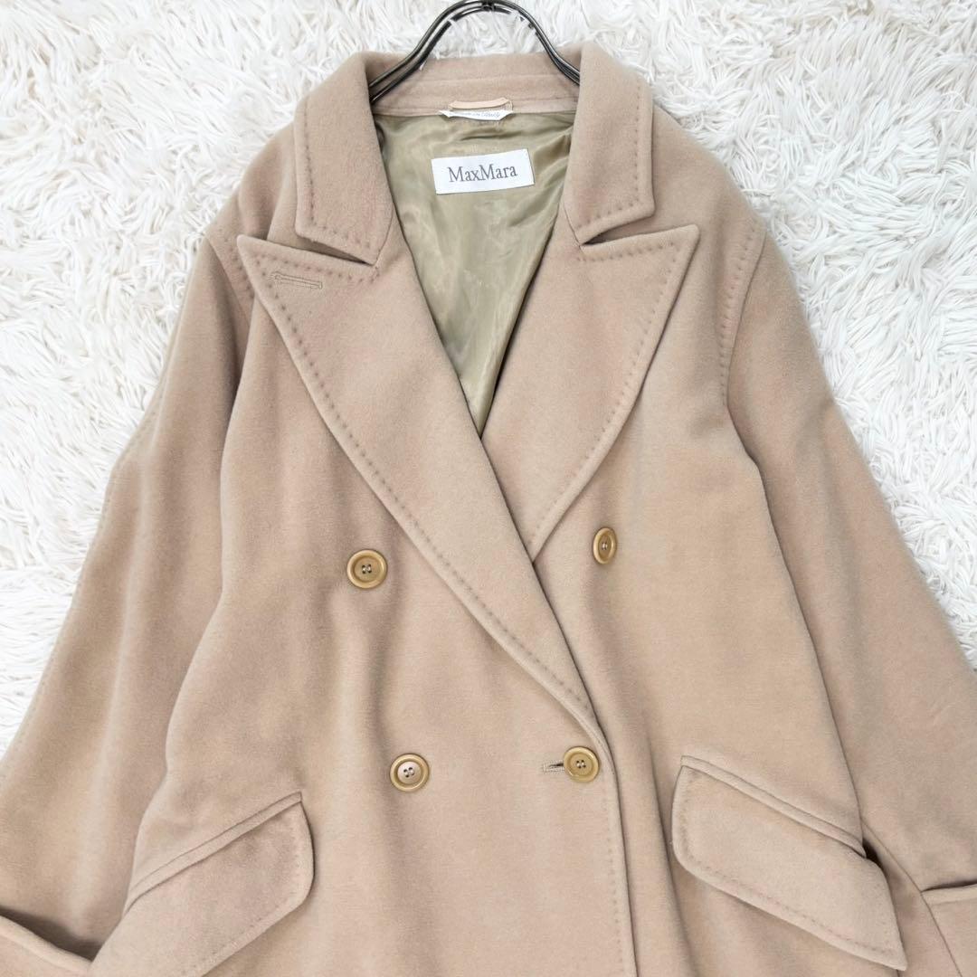 マックスマーラ カシミヤ 白タグ アンゴラ ダブルチェスターコート 44