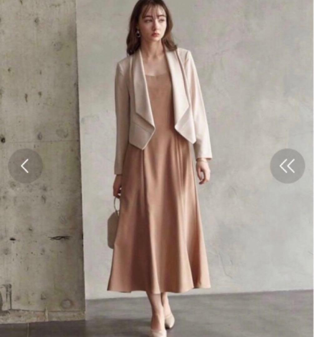 【美品】エメ　ショールカラージャケット　フォーマル　セレモニー　ベージュM