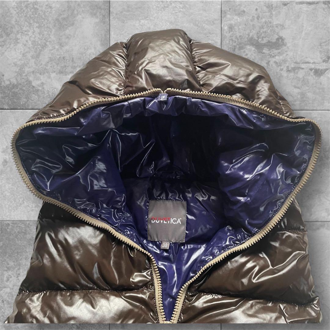 DUVETICA ダウンベスト 38 ブラウン フード付き レディース S〜M