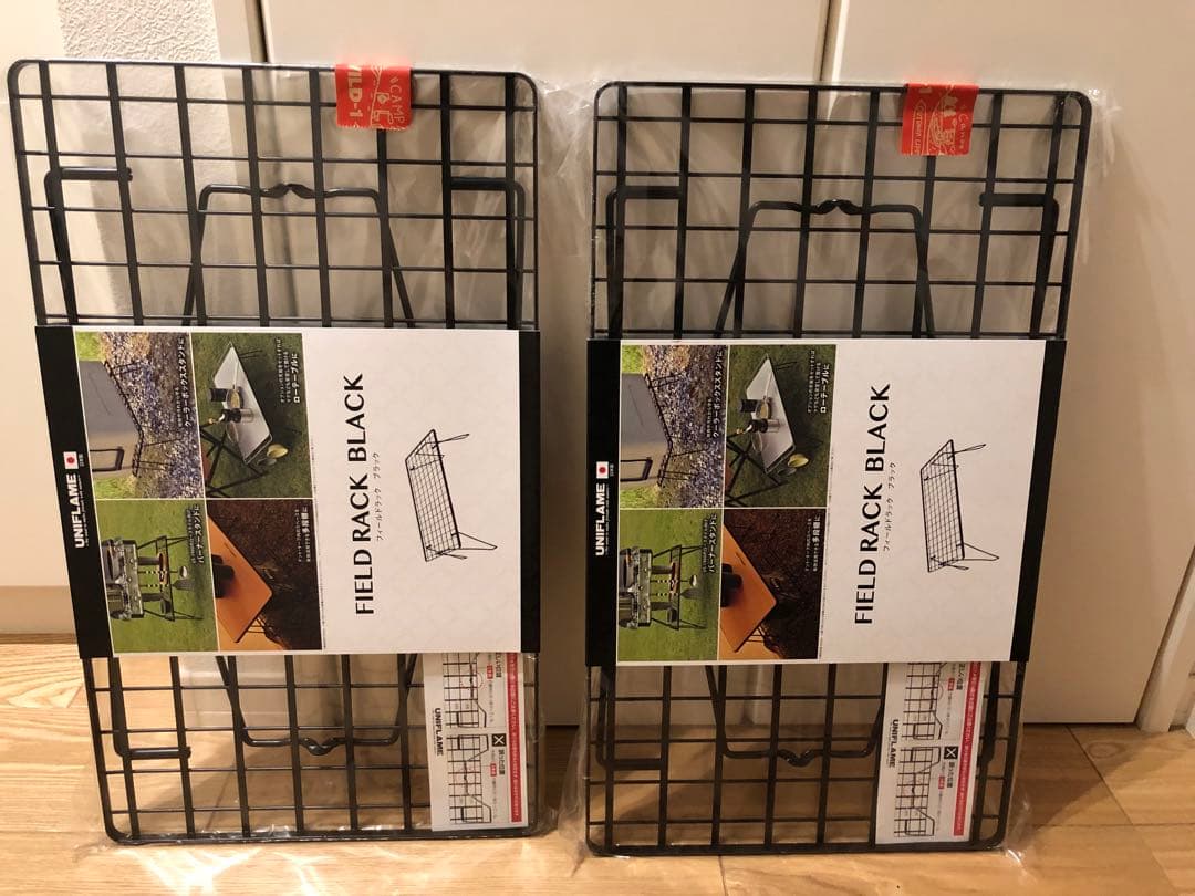 ユニフレーム フィールドラック 黒 2個セット、パタゴニアシールのおまけ付き