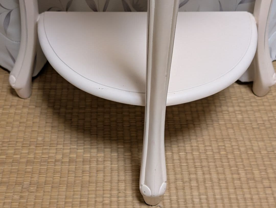 猫脚　半円形　コンソール 　サイドテーブル　2段　花台