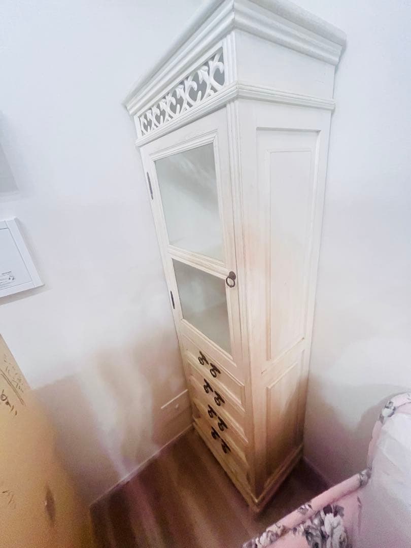 ひ*め様 アンティークキャビネット【29日まで】【ホワイト】