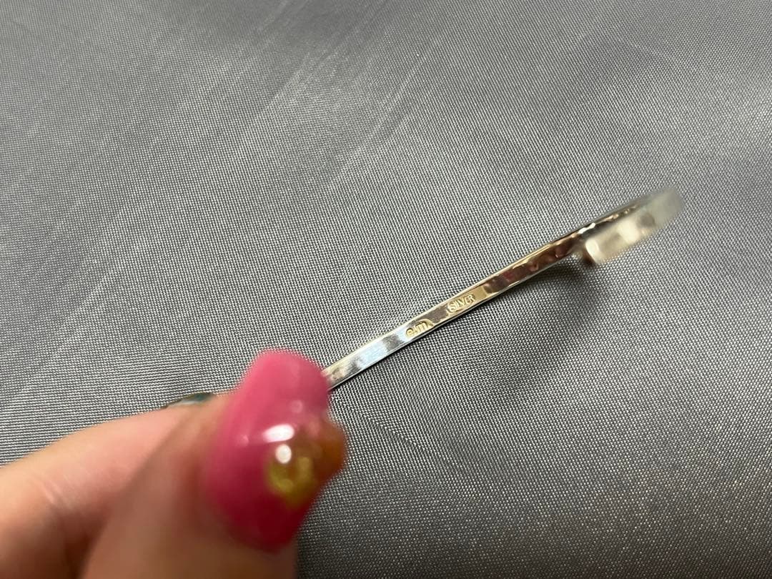 【美品】e.m. イーエム バングル ジルコニア シルバー