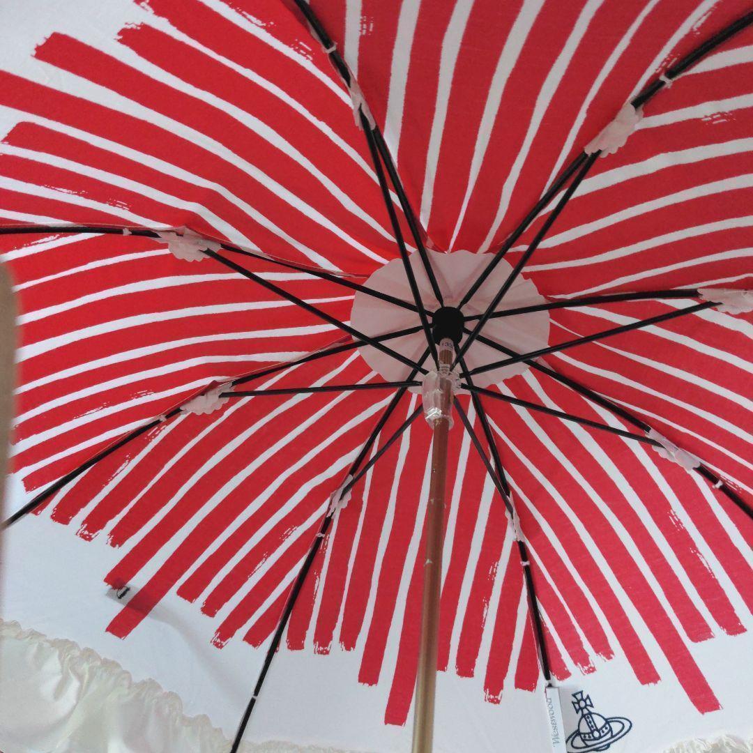 Vivienne Westwood 赤と白のストライプ日傘