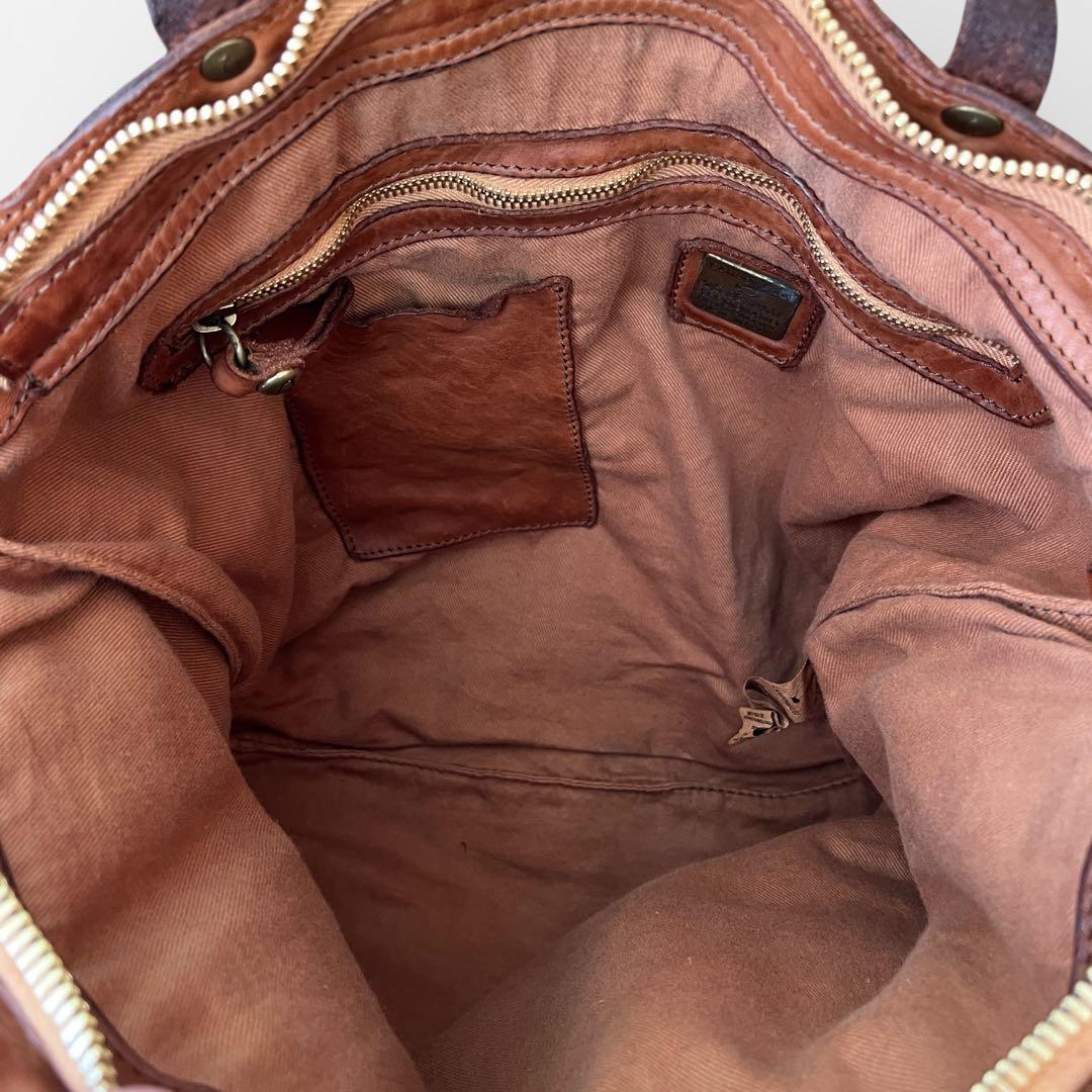 新品未使用　Campomaggi レザー　チェック柄 トートバッグ　イタリア製