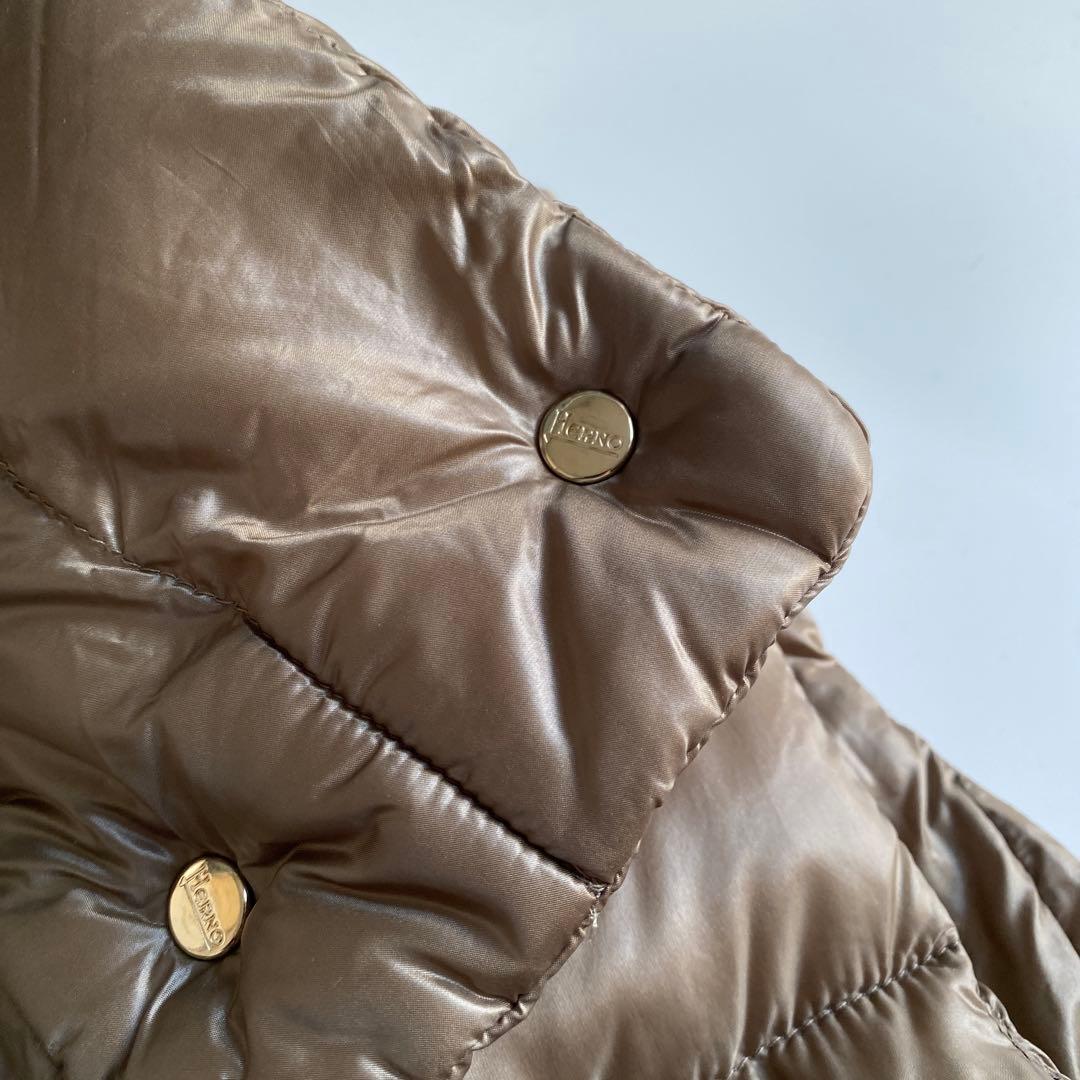 HERNO ヘルノ ベージュ ダウンベスト イタリア製 光沢感 立ち襟 Lサイズ