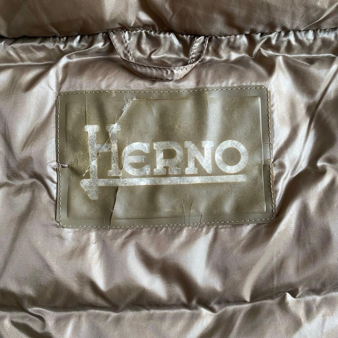 HERNO ヘルノ ベージュ ダウンベスト イタリア製 光沢感 立ち襟 Lサイズ