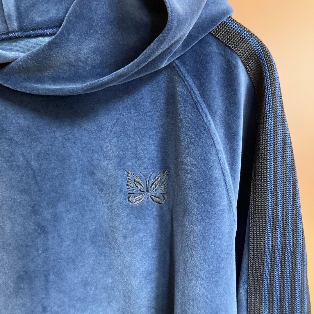 Needles トラックフーディ　ベロア　ブルーグレイXS