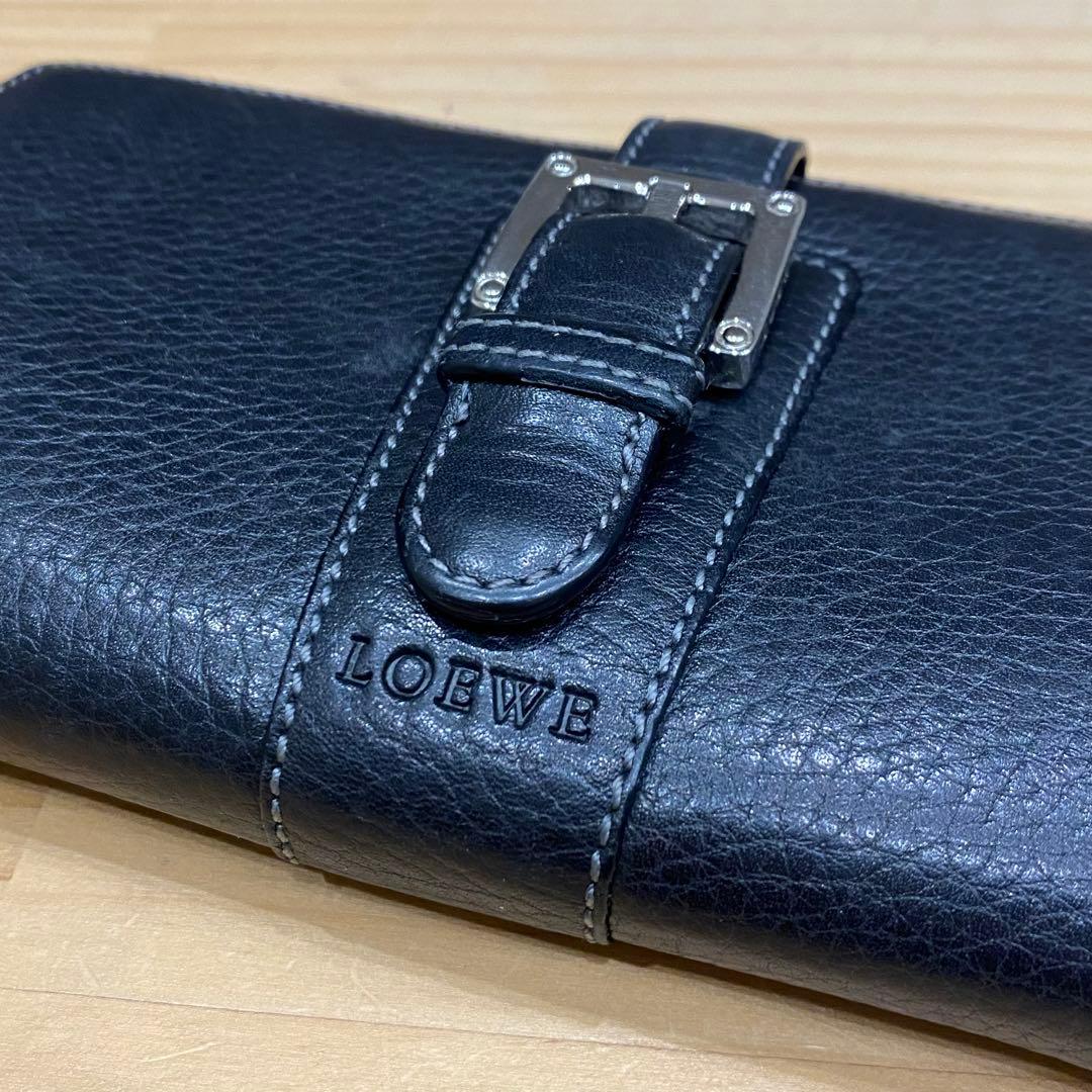 美品 LOEWE ロエベ 二つ折り長財布 ブラック レザー