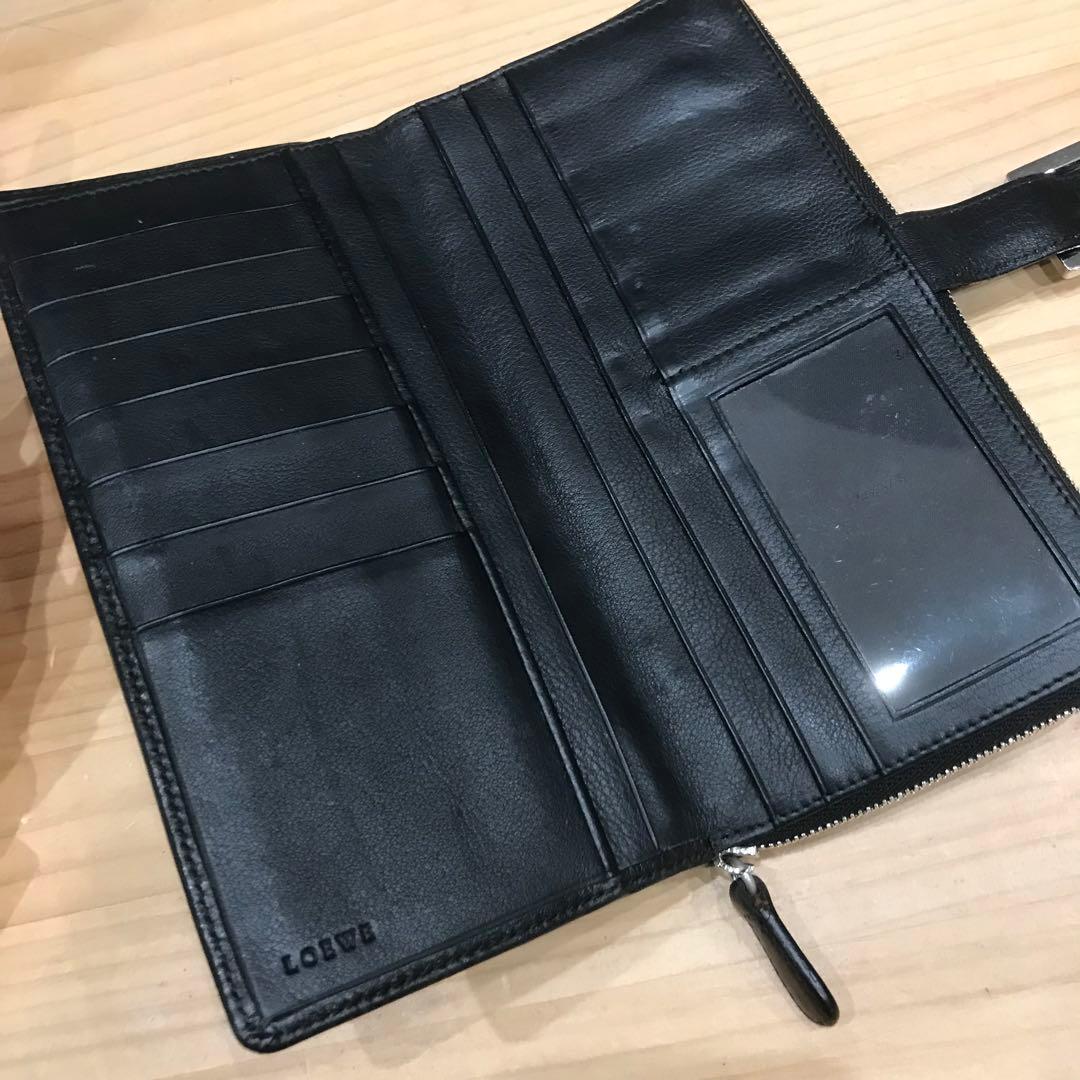 美品 LOEWE ロエベ 二つ折り長財布 ブラック レザー