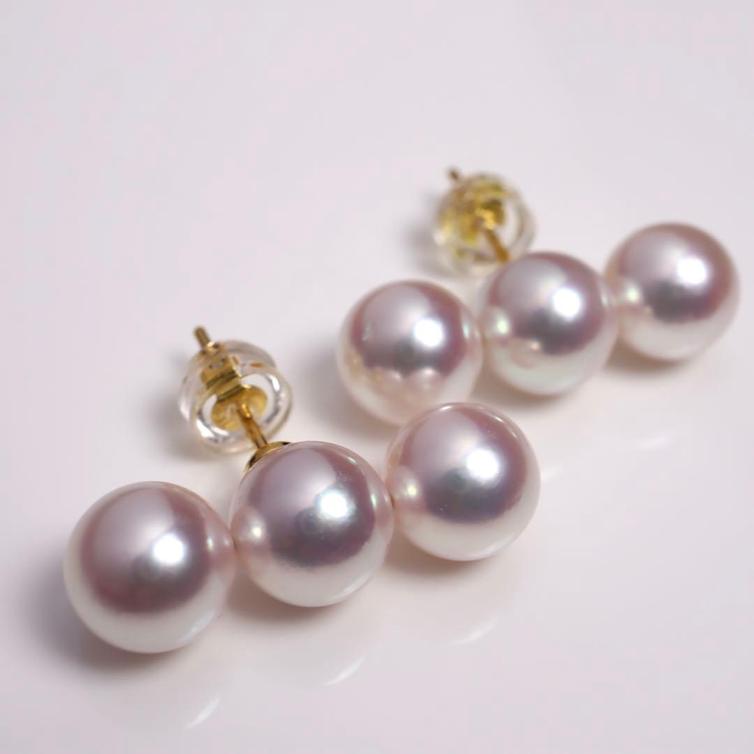 高グレード あこや真珠 ピアス あこやパール ピアス 3連ピアス 3連パール