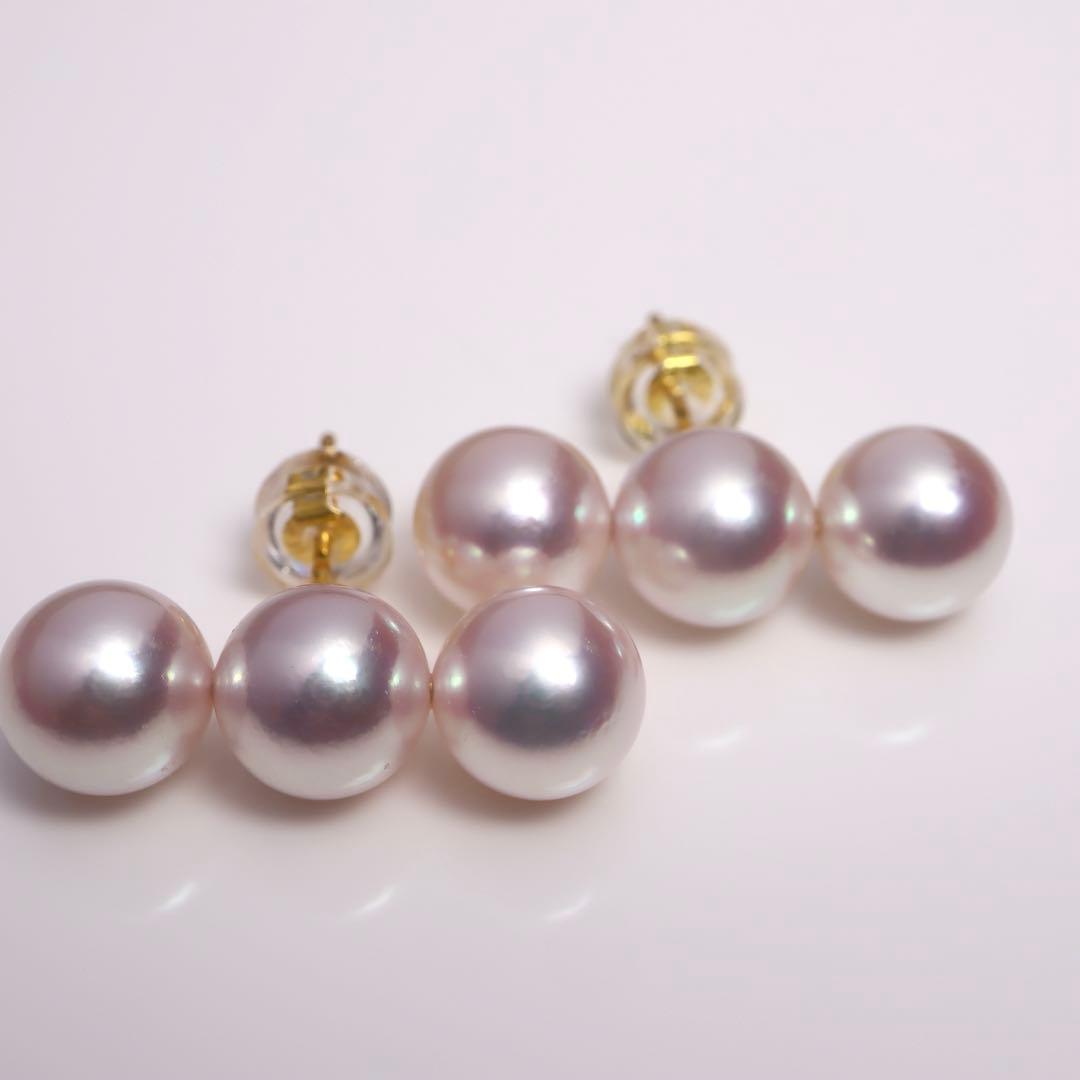 高グレード あこや真珠 ピアス あこやパール ピアス 3連ピアス 3連パール