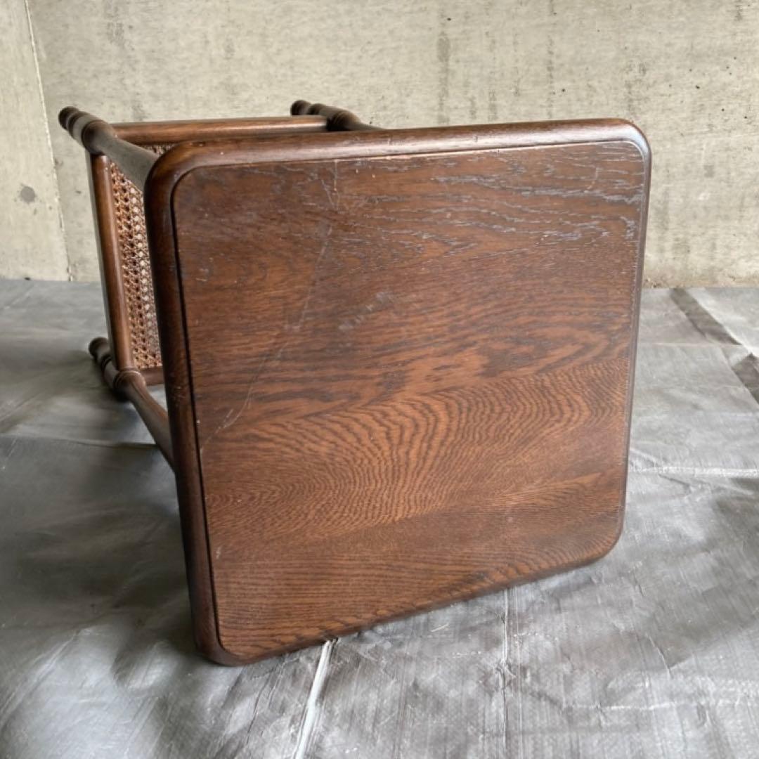 カリモク グランドコロニアル サイドテーブル 電話台 花台 木製 籐編み レトロ