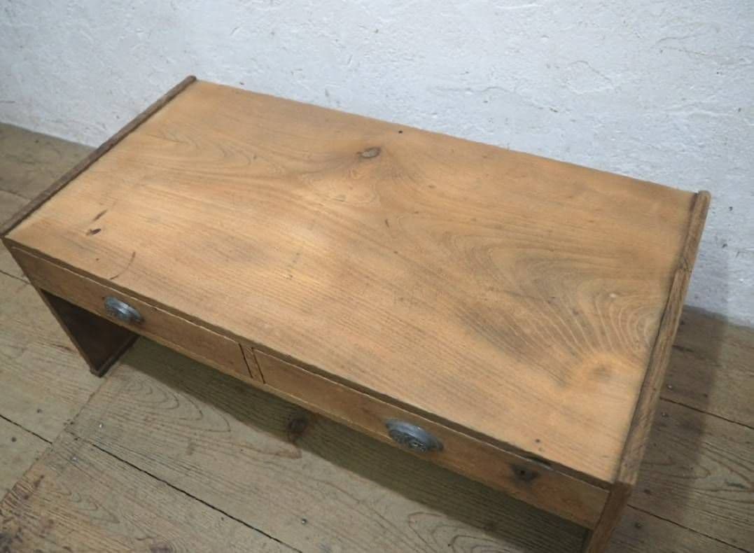 1043 アンティーク　けやきの文机　欅　ローテーブル　展示台　古家具　レトロ