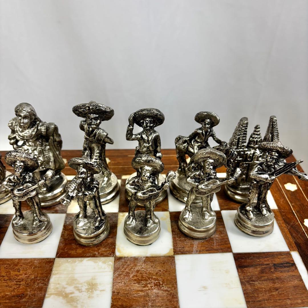 高級　ヴィンテージ　メタル製　チェスセット　猫脚　猫足