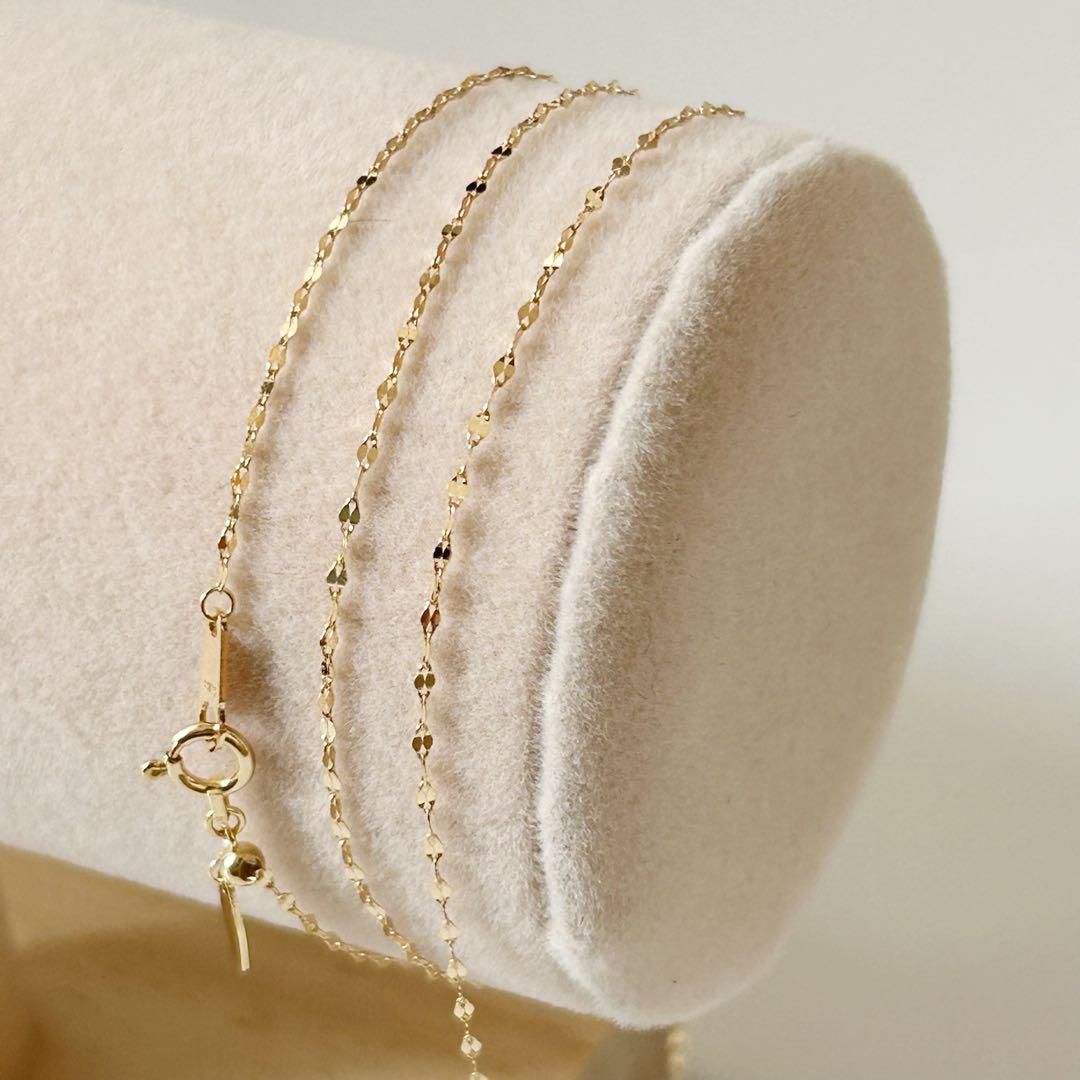 早いもの勝ち❣️新品 日本製 18金 きらきら ネックレス 60cm アジャスター