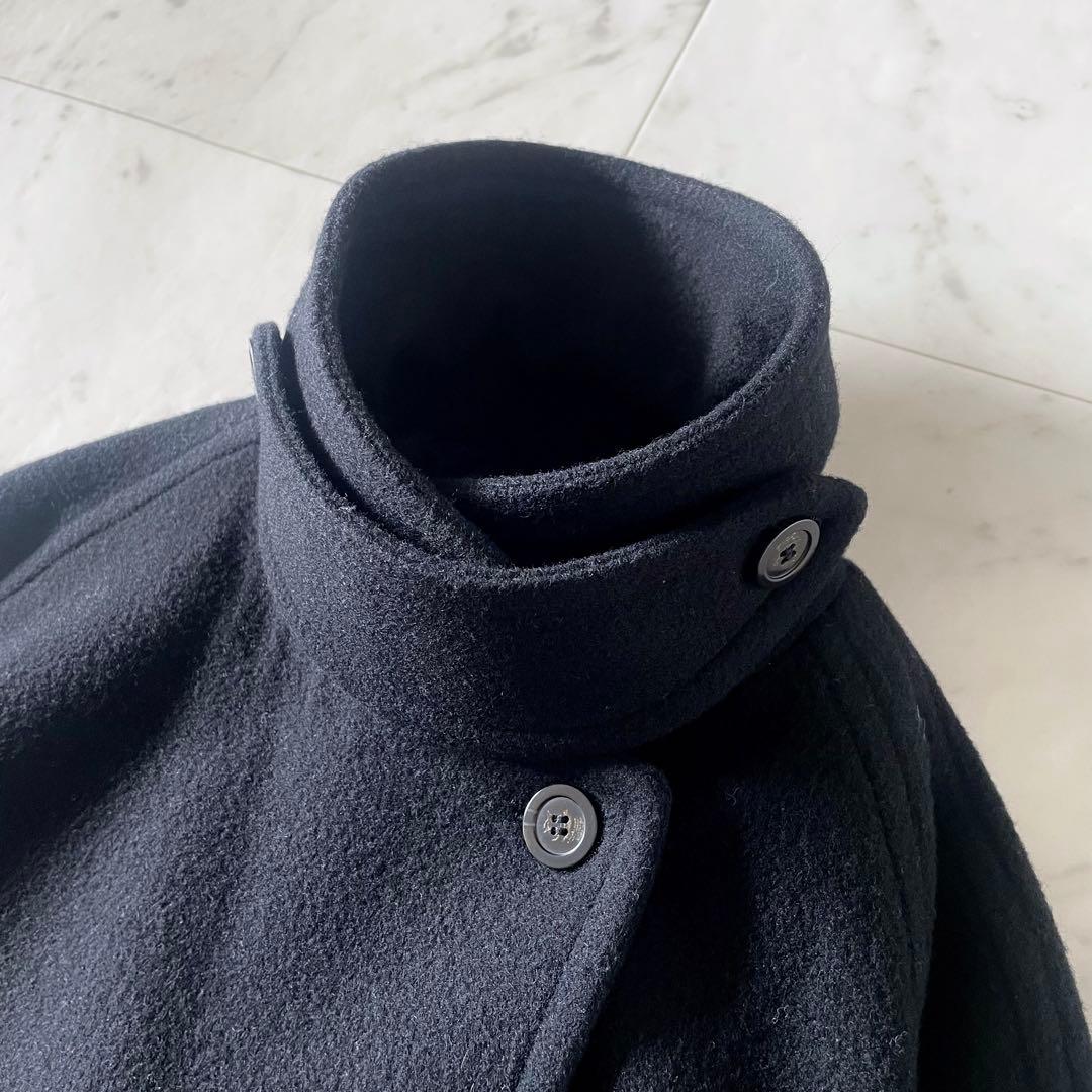 ジャーナルスタンダードレリューム 尾州ウールモッサWブレストハーフコート 黒