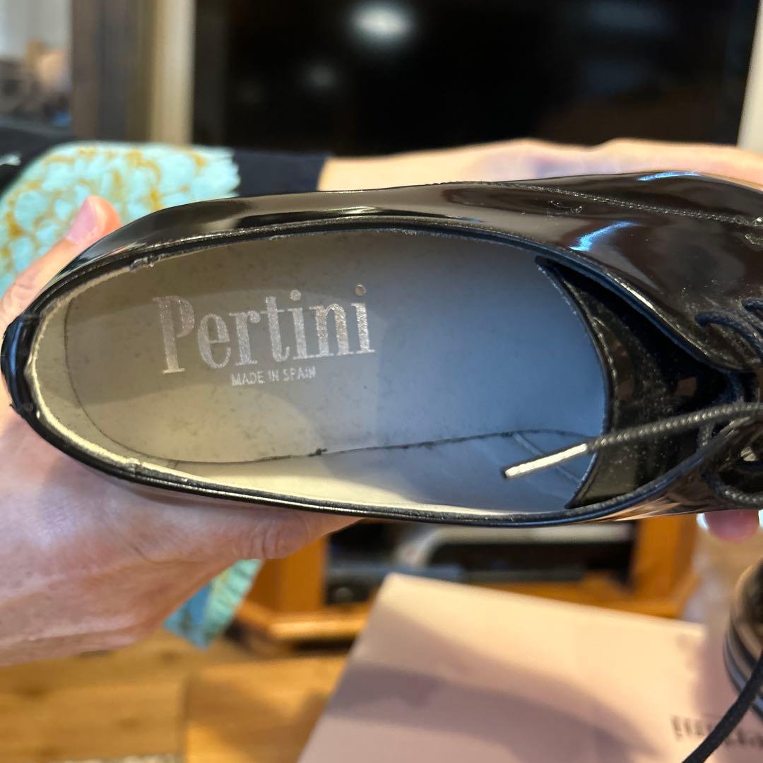 Pertini ブラック 厚底レースアップシューズ23