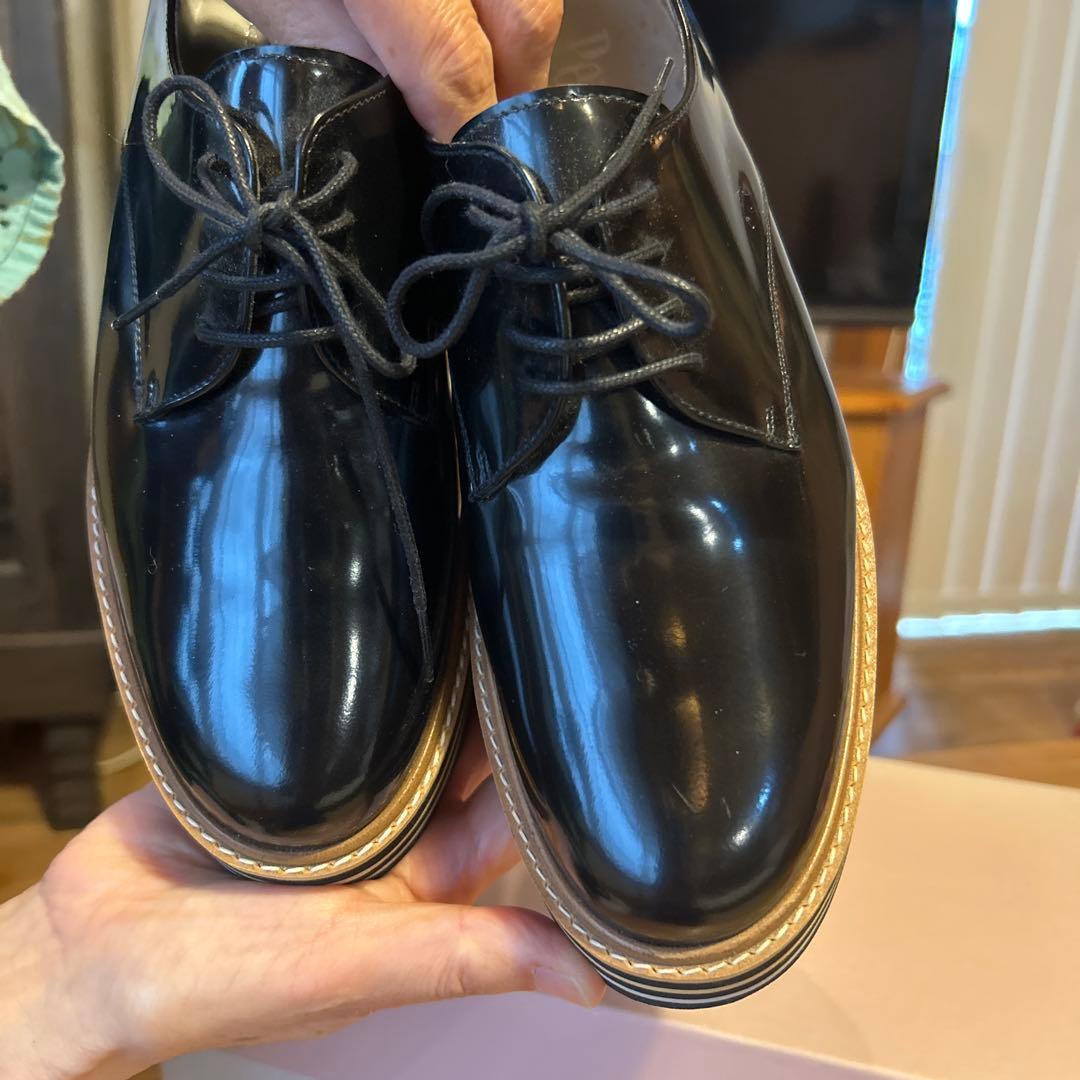 Pertini ブラック 厚底レースアップシューズ23