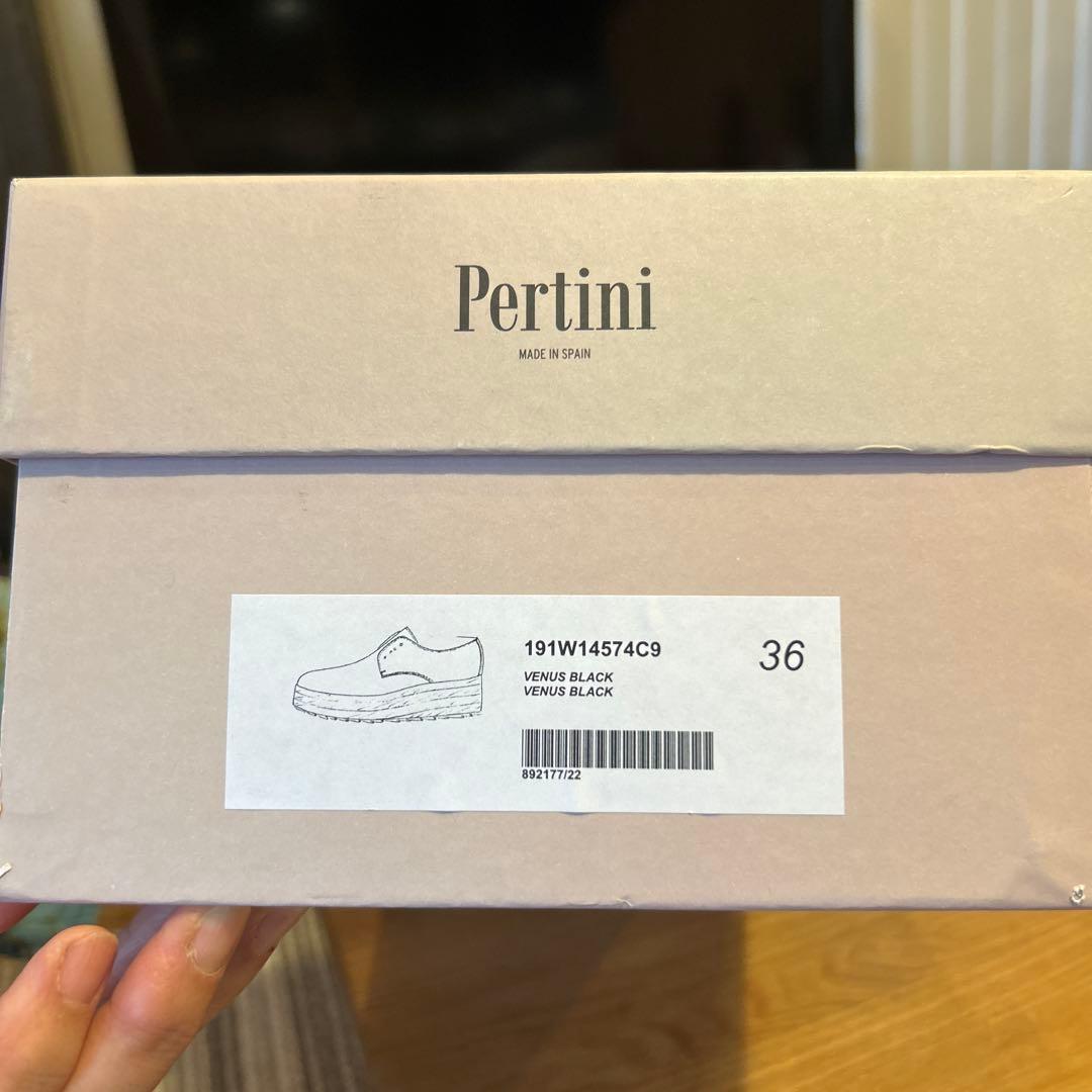 Pertini ブラック 厚底レースアップシューズ23