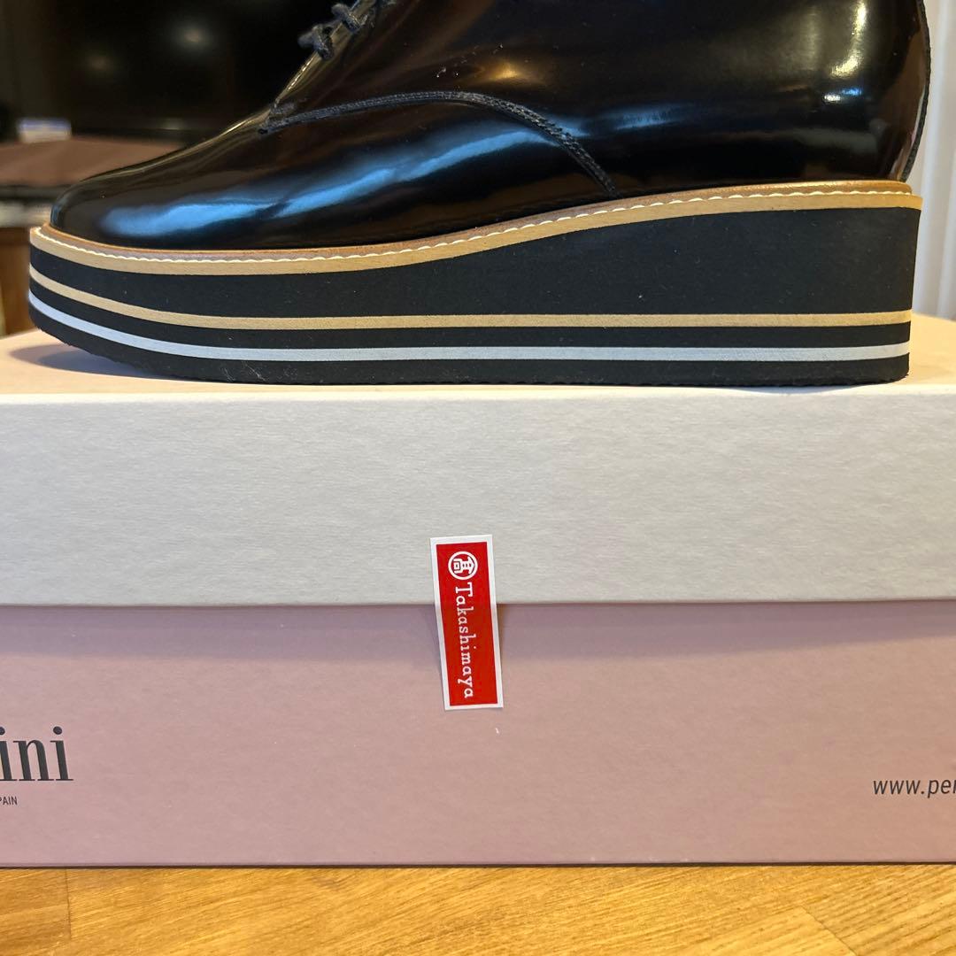 Pertini ブラック 厚底レースアップシューズ23